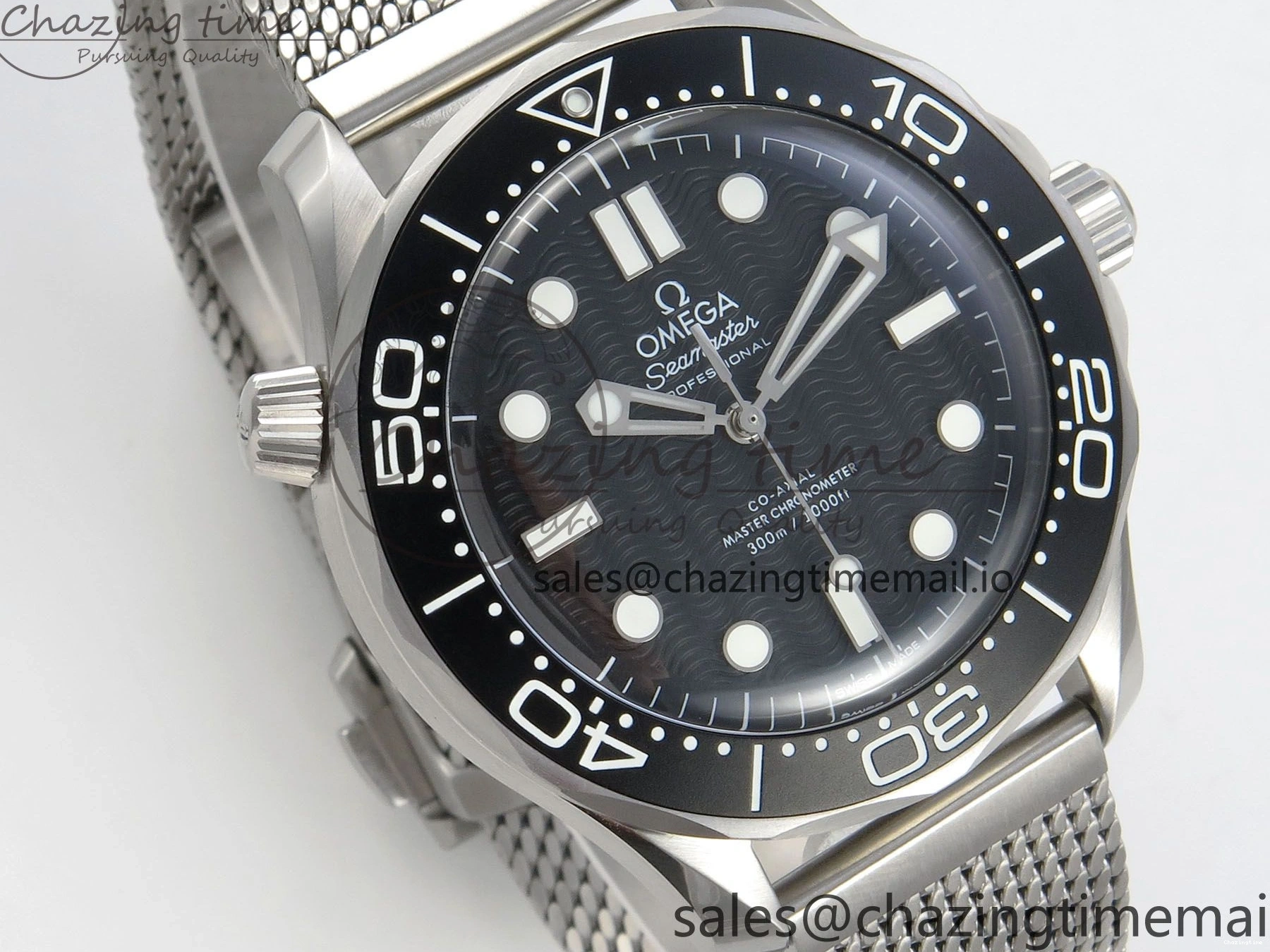 0225 Seamaster 300M 42mm SS VSF Best Edition Black Dial On Mesh Bracelet A Stretchable 7658